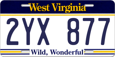 WV license plate 2YX877