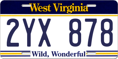 WV license plate 2YX878