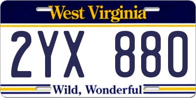 WV license plate 2YX880