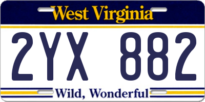 WV license plate 2YX882