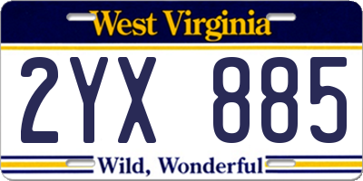 WV license plate 2YX885