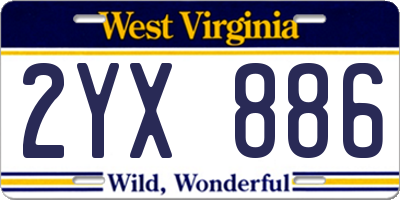 WV license plate 2YX886