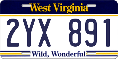 WV license plate 2YX891