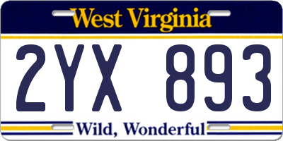 WV license plate 2YX893