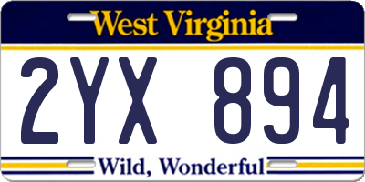 WV license plate 2YX894