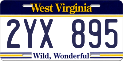 WV license plate 2YX895