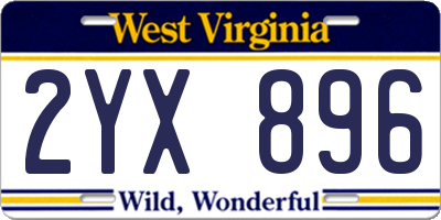 WV license plate 2YX896
