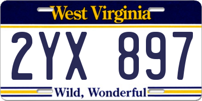 WV license plate 2YX897