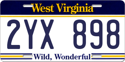WV license plate 2YX898