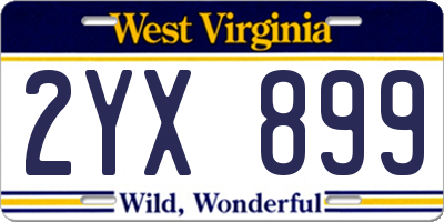 WV license plate 2YX899
