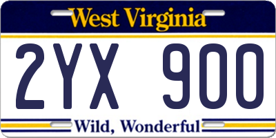 WV license plate 2YX900