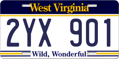 WV license plate 2YX901