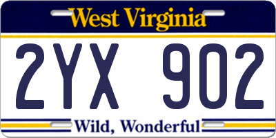 WV license plate 2YX902