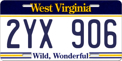 WV license plate 2YX906