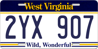 WV license plate 2YX907