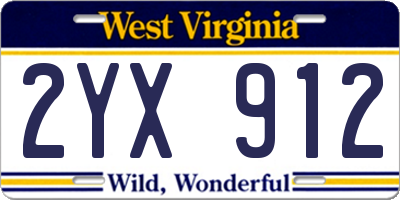 WV license plate 2YX912