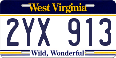WV license plate 2YX913