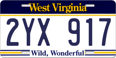 WV license plate 2YX917