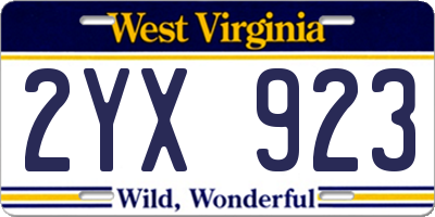 WV license plate 2YX923