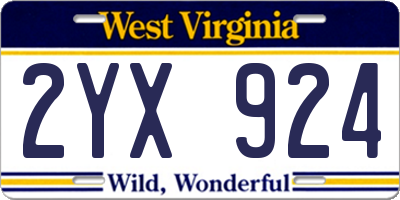 WV license plate 2YX924