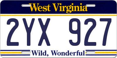 WV license plate 2YX927