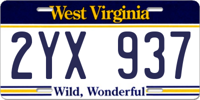 WV license plate 2YX937