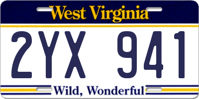 WV license plate 2YX941