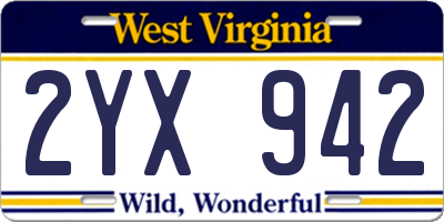WV license plate 2YX942