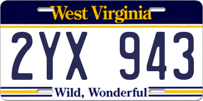 WV license plate 2YX943