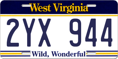 WV license plate 2YX944