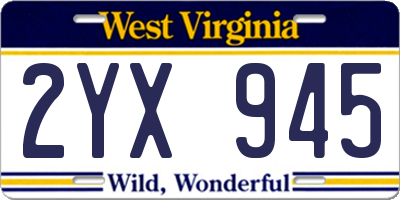 WV license plate 2YX945