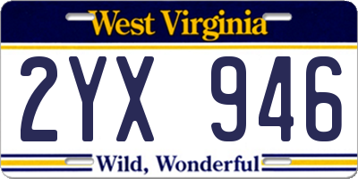 WV license plate 2YX946