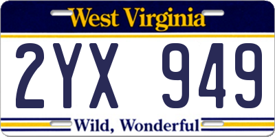 WV license plate 2YX949
