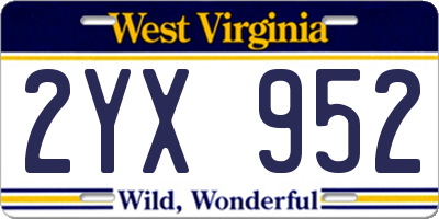 WV license plate 2YX952