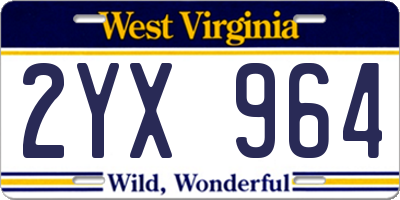 WV license plate 2YX964