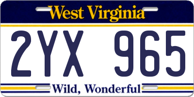WV license plate 2YX965