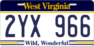 WV license plate 2YX966