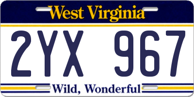 WV license plate 2YX967