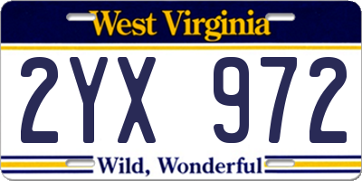 WV license plate 2YX972