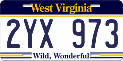 WV license plate 2YX973