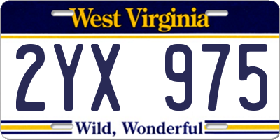WV license plate 2YX975
