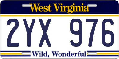 WV license plate 2YX976