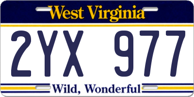 WV license plate 2YX977