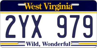 WV license plate 2YX979