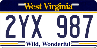 WV license plate 2YX987