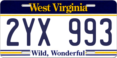 WV license plate 2YX993