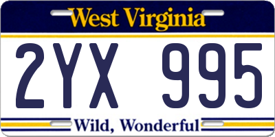 WV license plate 2YX995