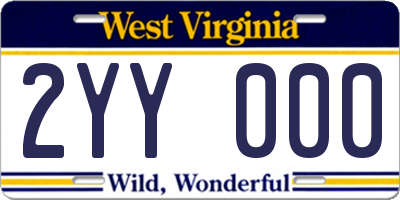 WV license plate 2YY000