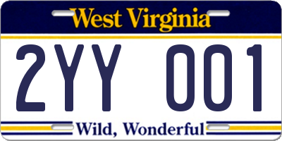 WV license plate 2YY001