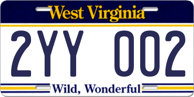 WV license plate 2YY002